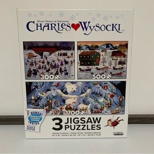 Master Painter of Americana Charles Wysocki 3 Jigsaw Puzzles-NIB
